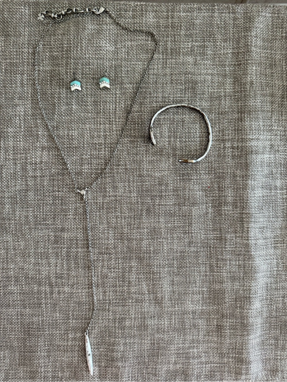Lucky Brand Lariat Necklace, Turquoise Chevron Stud Earrings Lucky Brand Cuff